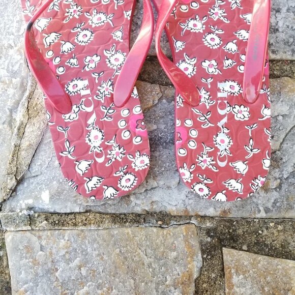 Coach Abbigail Floral Red Sandal Flip Flops Size 6 - Picture 3 of 8